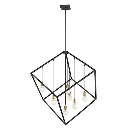 Z-Lite Vertical 7 Light Pendant, Bronze + Olde Brass 478P44-BRZ-OBR